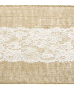 2M75 Jute et dentelle centre chemin de table 28cm