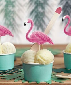 6 cupcakes toppers flamant rose décor gâteau tropical