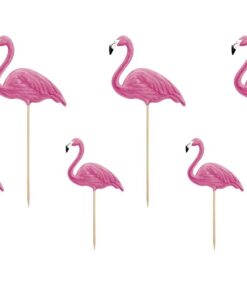 6 cupcakes toppers flamant rose décor gâteau tropical