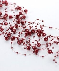 5 guirlandes de perles décoratives bordeaux marsala 130cm