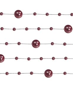 5 guirlandes de perles décoratives bordeaux marsala 130cm