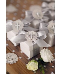 25 confettis croix communion 27mm argent strass