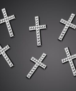 25 confettis croix communion 27mm argent strass