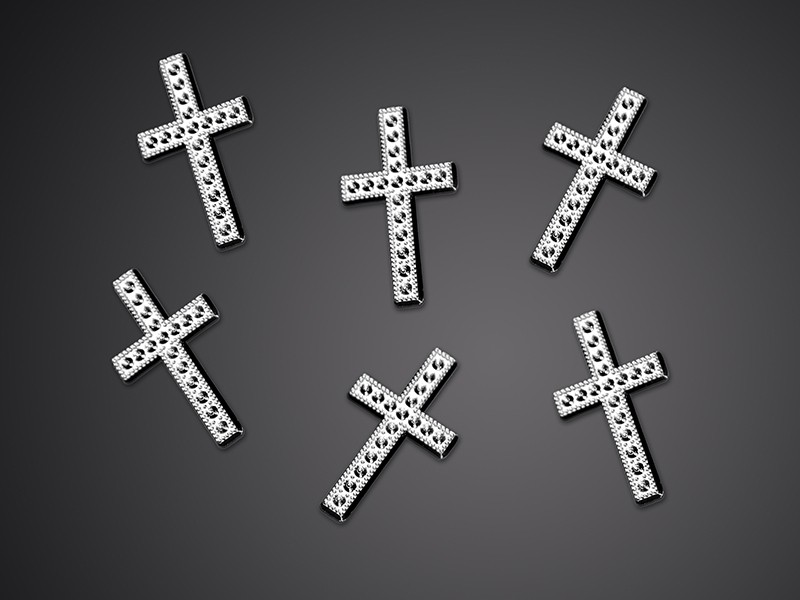 25 confettis croix communion 27mm argent strass 25 confettis croix communion 27mm argent strass