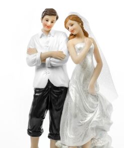 Figurine gateau couple mariés plage H 15,5 cm