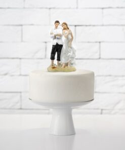 Figurine gateau couple mariés plage H 15,5 cm
