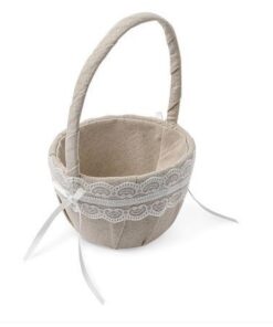 Panier mariage champêtre lin et dentelle