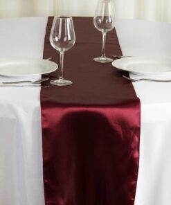 Chemin de table mariage en satin Bordeaux 36cm x 9M