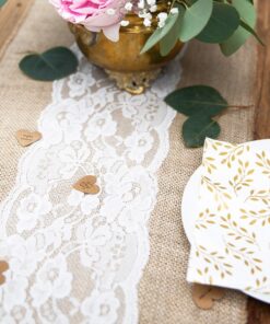 2M75 Jute et dentelle centre chemin de table 28cm