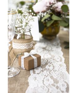 2M75 Jute et dentelle centre chemin de table 28cm