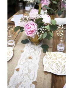 2M75 Jute et dentelle centre chemin de table 28cm