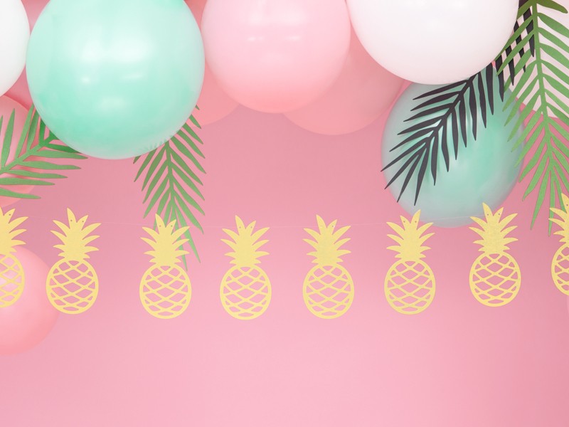 Guirlande ananas dorés tropical 2M Guirlande ananas dorés tropical 2M
