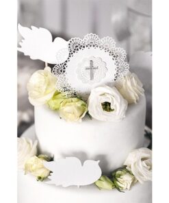 25 confettis croix communion 27mm argent strass