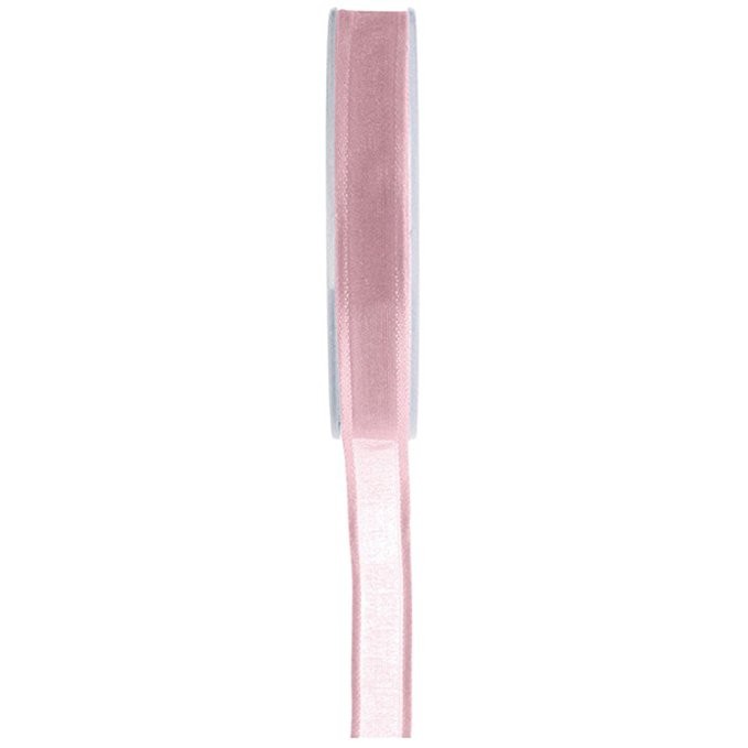 20M Ruban rose organdi bords en satin 6mm 20M Ruban rose organdi bords en satin 6mm