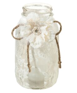 Location vase mason jar avec habillage dentelle et ficelle
