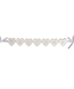 Petite guirlande "welcome" coeur en bois blanc bienvenue