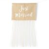 location grand fanion "just married" jute ruban dentelle