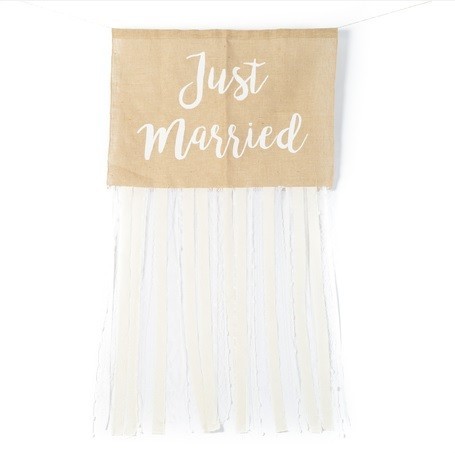 location grand fanion "just married" jute ruban dentelle location grand fanion "just married" jute ruban dentelle