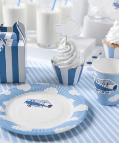 6 Etiquettes bleu Candy Bar Fanion Sweet avec Ruban