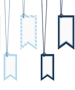 6 Etiquettes bleu Candy Bar Fanion Sweet avec Ruban