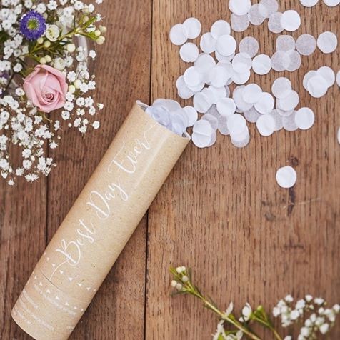 Mini canon kraft a confettis blanc best day ever Mini canon kraft a confettis blanc best day ever