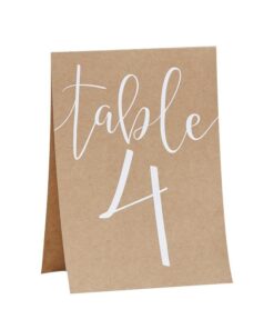 Numéros de table kraft blanc champêtre par 12