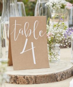 Numéros de table kraft blanc champêtre par 12