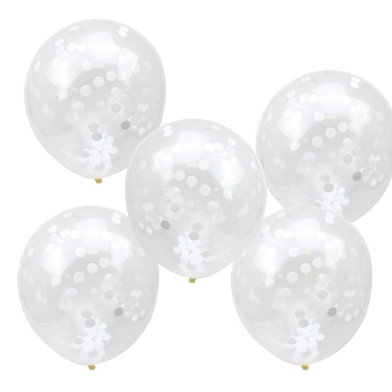 5 ballons remplis de confettis blancs 5 ballons remplis de confettis blancs