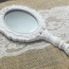 Location petit miroir à main oval blanc romantique shabby