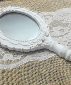 Location petit miroir à main oval blanc romantique shabby