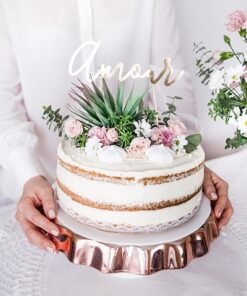 Cake topper Amour en papier doré 22,5cm