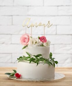 Cake topper Amour en papier doré 22,5cm