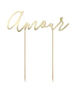 Cake topper Amour en papier doré 22,5cm