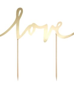 Cake topper Love papier doré gold 17cm