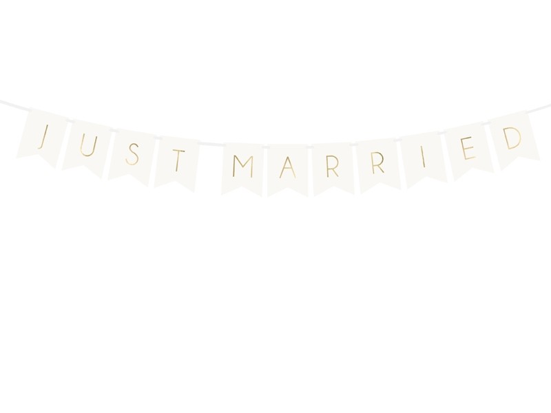 Guirlande "Just Married" blanc et gold 155cm Guirlande "Just Married" blanc et gold 155cm