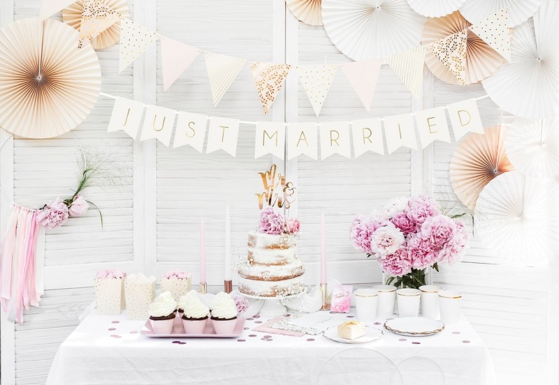 Guirlande "Just Married" blanc et gold 155cm Guirlande "Just Married" blanc et gold 155cm