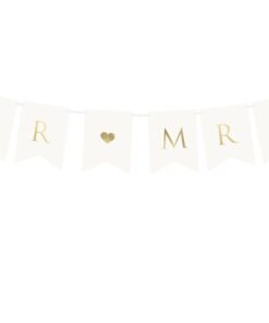 Guirlande mariage "Mr & Mrs" blanc et gold 85cm