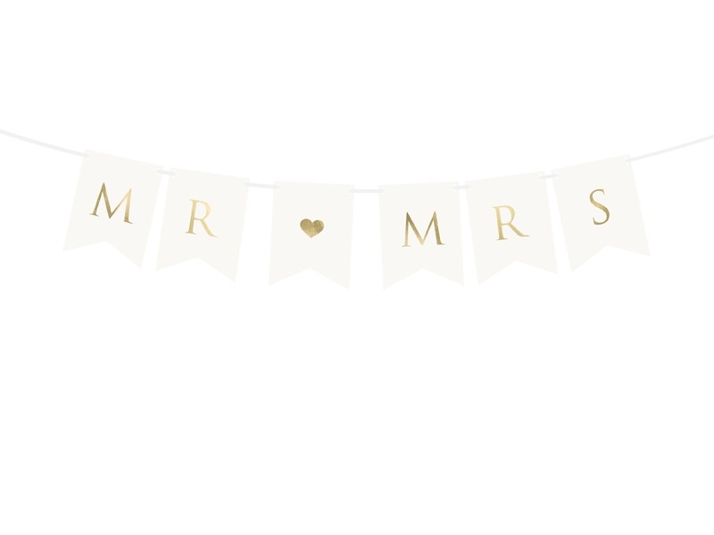 Guirlande mariage "Mr & Mrs" blanc et gold 85cm Guirlande mariage "Mr & Mrs" blanc et gold 85cm