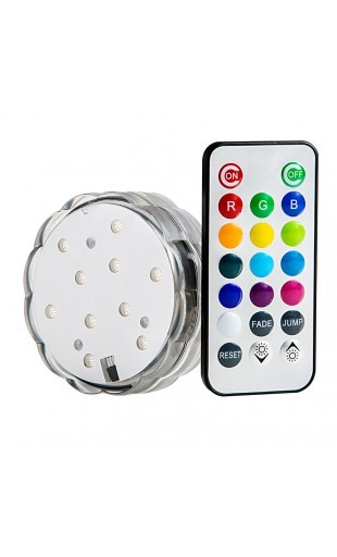 Boîtier 10 LED éclairage couleurs submersible avec télécommande Boîtier 10 LED éclairage couleurs submersible avec télécommande
