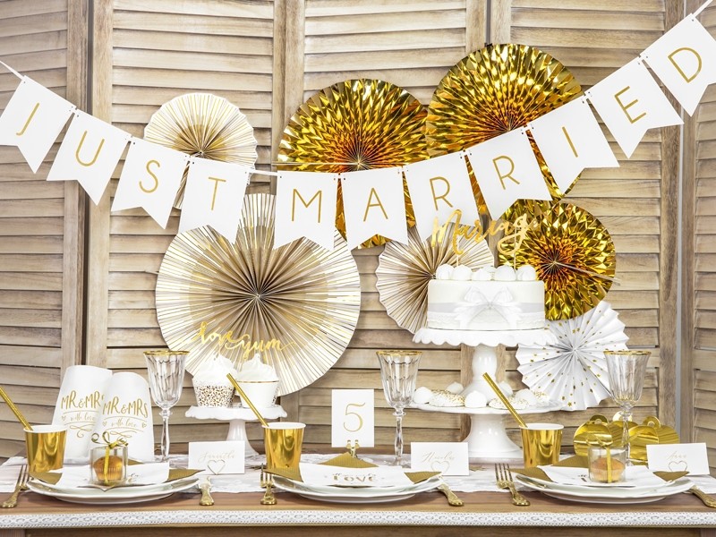 Guirlande "Just Married" blanc et gold 155cm Guirlande "Just Married" blanc et gold 155cm