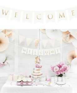 Guirlande "Welcome" bienvenue blanc et gold 95cm