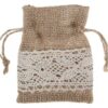 Pochon à dragées toile de jute et dentelle par 4
