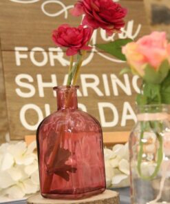 LOCATION vase bouteille solifleur rose violine H13,5cm