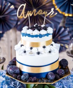 Cake topper Amour en papier doré 22,5cm