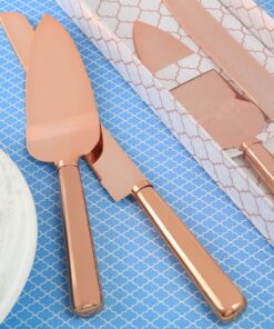 2 couverts découpe gâteau rose gold cuivré