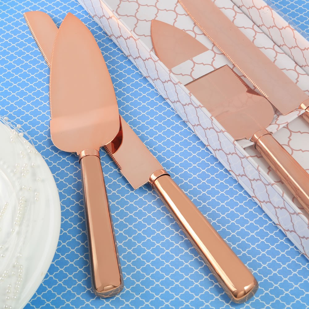 2 couverts découpe gâteau rose gold cuivré 2 couverts découpe gâteau rose gold cuivré