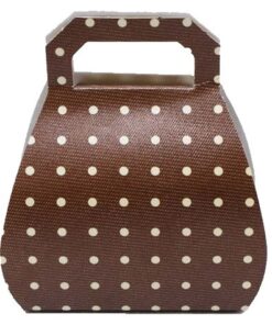 10 Boîte à dragées sac à main brun à pois