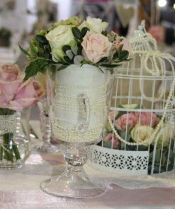 LOCATION vase sur pied type Medicis verre transparent