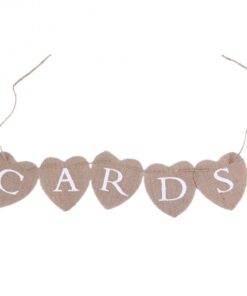Location guirlande "cards" toile de jute coeur