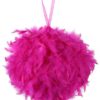 Une boule en plumes rose fuchsia 30cm